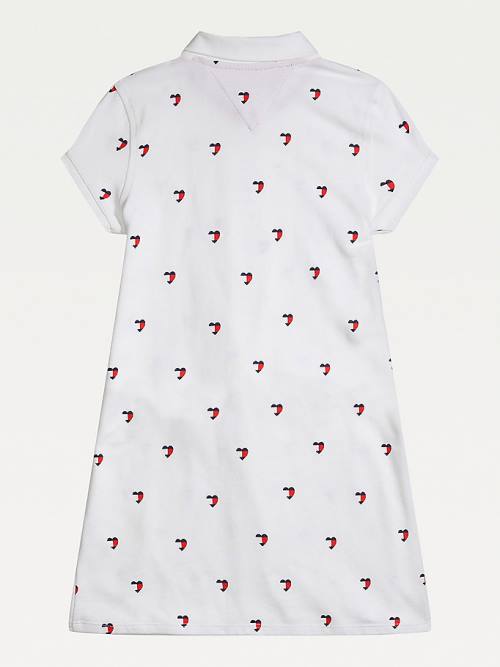 Djevojčice Tommy Hilfiger Adaptive Signature Heart Print Polo Haljine Bela | TH481QWS