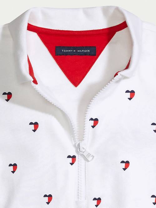 Djevojčice Tommy Hilfiger Adaptive Signature Heart Print Polo Haljine Bela | TH481QWS