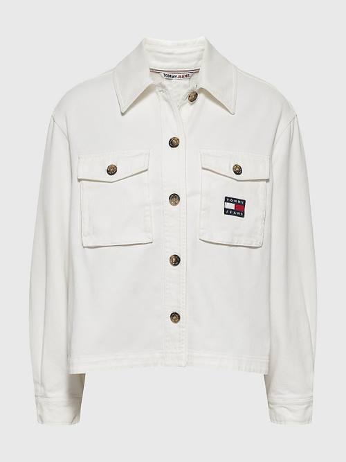 Djevojčice Tommy Hilfiger Button Pocket Utility Overshirt Majice Bela | TH381RIQ