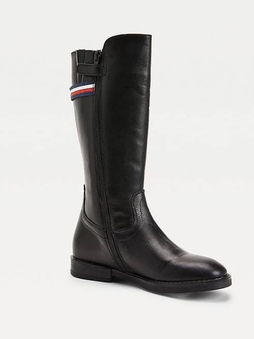 Djevojčice Tommy Hilfiger Calf Leather Čizme Crna | TH609TFD