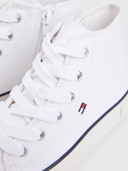 Djevojčice Tommy Hilfiger Canvas Chunky High-Top Patike Bela | TH319BVI