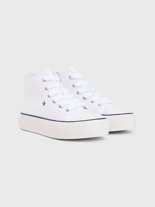 Djevojčice Tommy Hilfiger Canvas Chunky High-Top Patike Bela | TH319BVI