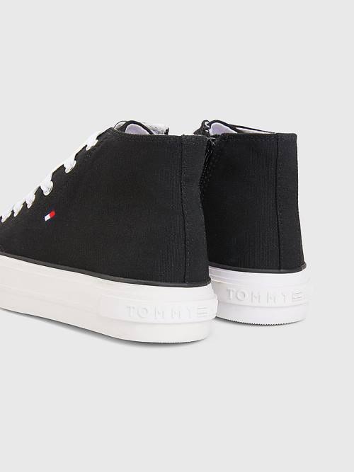 Djevojčice Tommy Hilfiger Canvas Chunky High-Top Patike Crna | TH612KEG