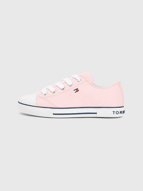 Djevojčice Tommy Hilfiger Canvas Low-Top Flag Patike Roza | TH930QOM