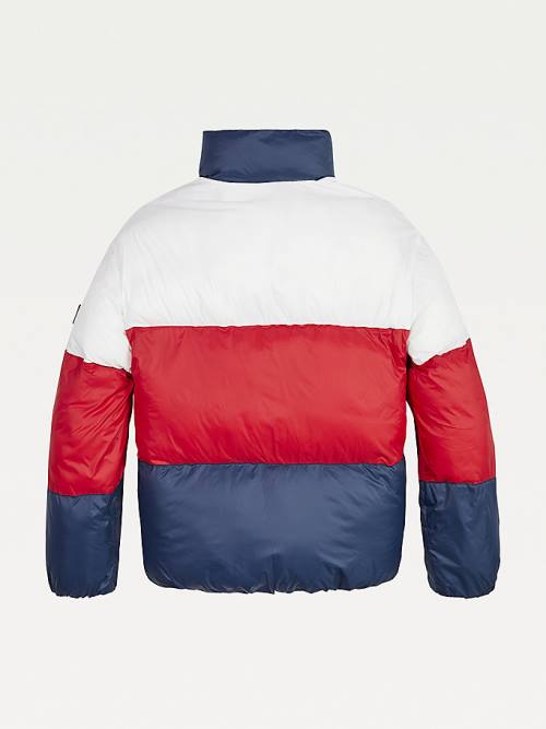 Djevojčice Tommy Hilfiger Colour-Blocked Down Puffer Jakna Plava | TH089SCB