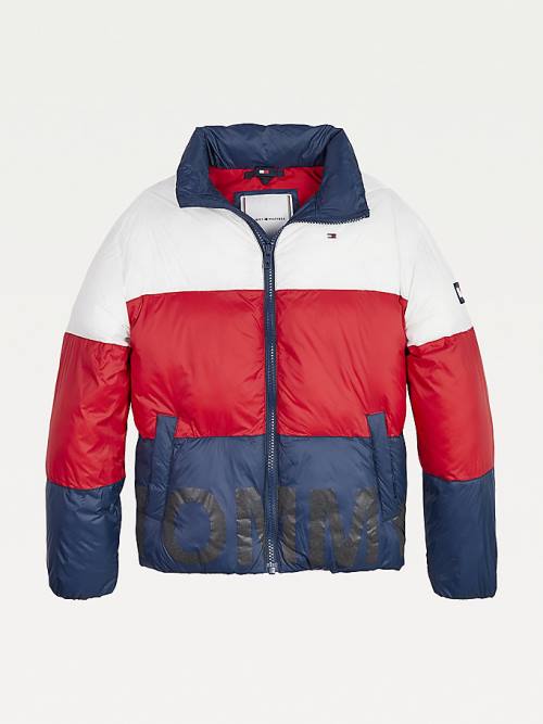 Djevojčice Tommy Hilfiger Colour-Blocked Down Puffer Jakna Plava | TH089SCB