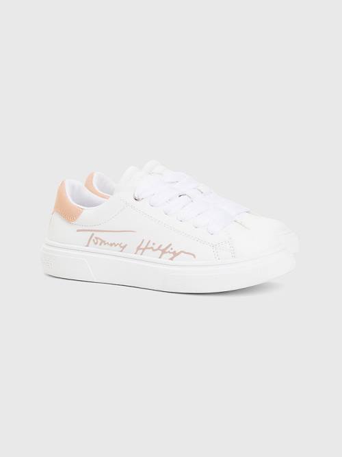 Djevojčice Tommy Hilfiger Contrast Signature Logo Patike Bela | TH269TIG