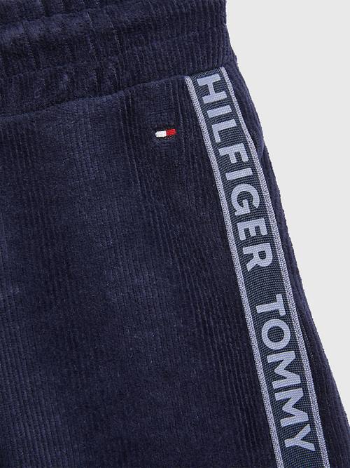 Djevojčice Tommy Hilfiger Corduroy Velour Logo Tape Joggers Pantalone Plava | TH684LUS