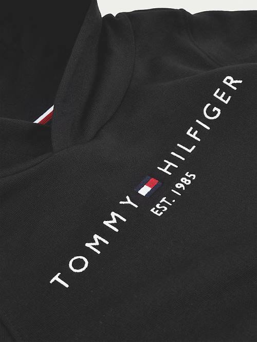 Djevojčice Tommy Hilfiger Essential Logo Organic Cotton Duks Hoodie Crna | TH520EGU