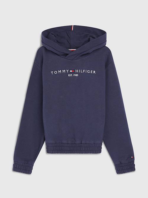 Djevojčice Tommy Hilfiger Essential Ruched Detailing Duks Hoodie Plava | TH063JNQ