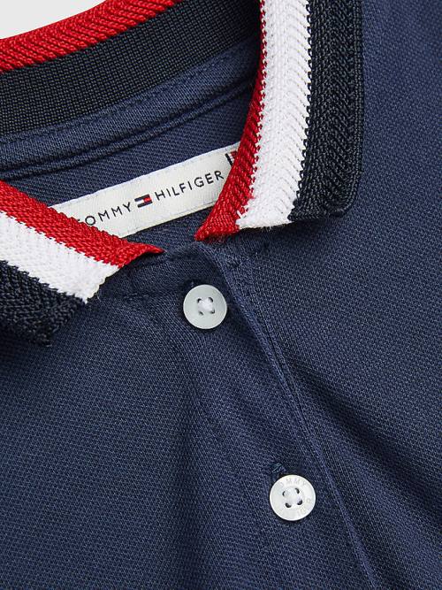 Djevojčice Tommy Hilfiger Essential Stripe Collar Polo Haljine Plava | TH614PNX