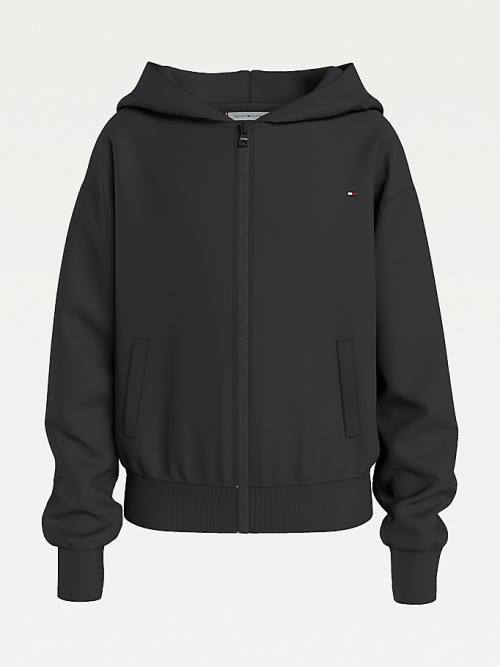 Djevojčice Tommy Hilfiger Essential Zip-Thru Organic Cotton Duks Hoodie Crna | TH072CZF