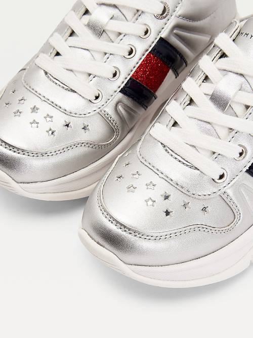 Djevojčice Tommy Hilfiger Glitter Flag Metallic Patike Srebro | TH507NAP