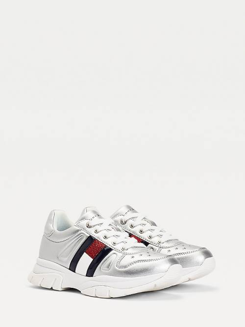 Djevojčice Tommy Hilfiger Glitter Flag Metallic Patike Srebro | TH507NAP