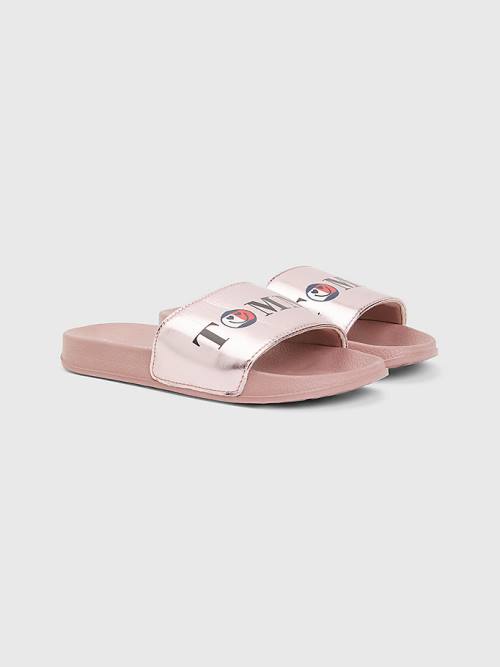 Djevojčice Tommy Hilfiger High Shine Smile Print Pool Slides Sandale Roza | TH215KVU