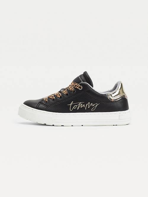 Djevojčice Tommy Hilfiger Leopard Low-Top Patike Crna | TH746LMB