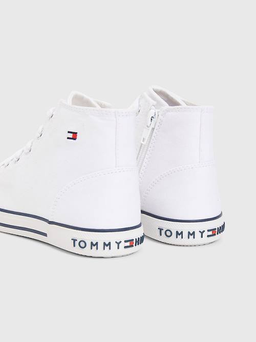 Djevojčice Tommy Hilfiger Logo High-Top Lace-Up Patike Bela | TH954QJY