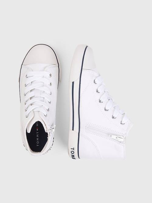 Djevojčice Tommy Hilfiger Logo High-Top Lace-Up Patike Bela | TH954QJY