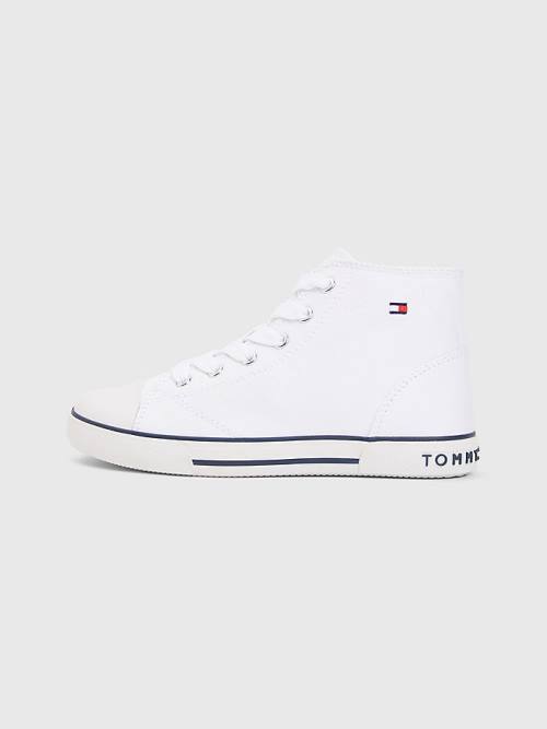 Djevojčice Tommy Hilfiger Logo High-Top Lace-Up Patike Bela | TH954QJY