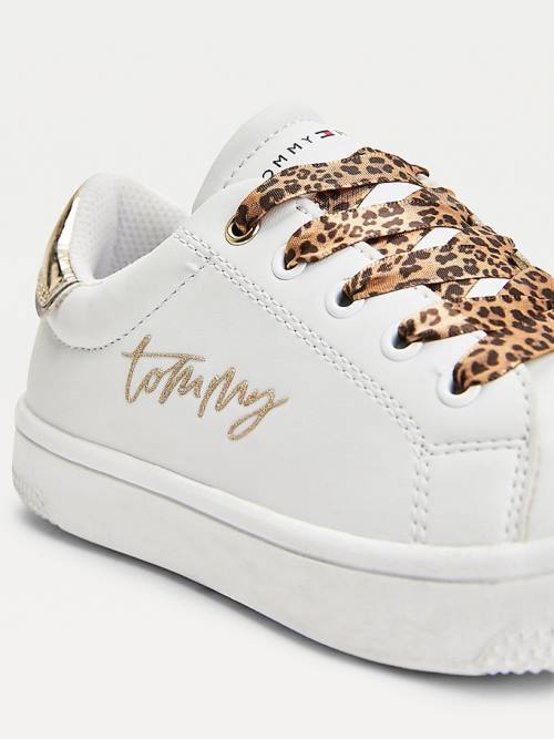 Djevojčice Tommy Hilfiger Low-Top Leopard Lace-Up Patike Bela | TH952WRB