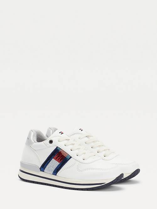 Djevojčice Tommy Hilfiger Metallic Flag Lace-Up Patike Bela | TH218UZH