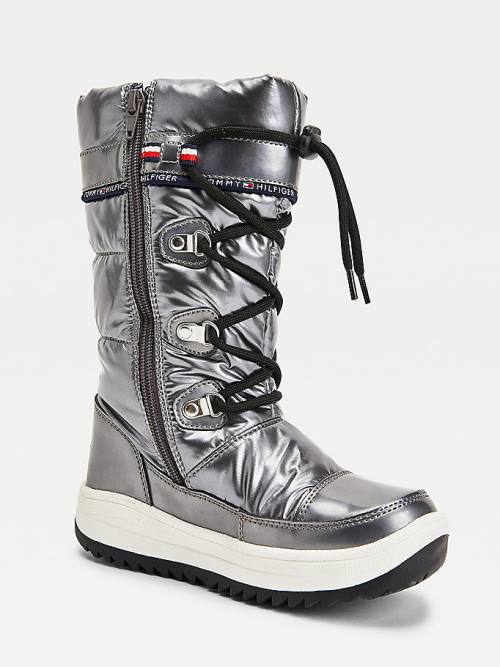 Djevojčice Tommy Hilfiger Metallic Lace-Up Snow Čizme Srebro | TH856ADM