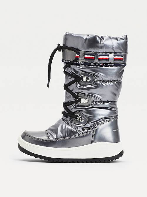 Djevojčice Tommy Hilfiger Metallic Lace-Up Snow Čizme Srebro | TH856ADM