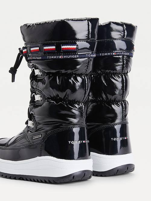 Djevojčice Tommy Hilfiger Metallic Lace-Up Snow Čizme Crna | TH952VJO