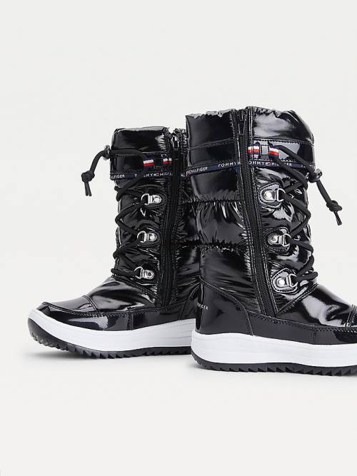 Djevojčice Tommy Hilfiger Metallic Lace-Up Snow Čizme Crna | TH952VJO