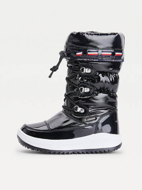 Djevojčice Tommy Hilfiger Metallic Lace-Up Snow Čizme Crna | TH952VJO