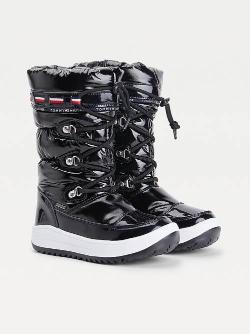 Djevojčice Tommy Hilfiger Metallic Lace-Up Snow Čizme Crna | TH952VJO