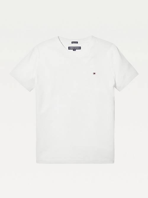 Djevojčice Tommy Hilfiger Organic Cotton V-Neck Majice Bela | TH124CHR