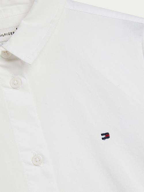 Djevojčice Tommy Hilfiger Organic Cotton Poplin Shirt Majice Bela | TH240GSY