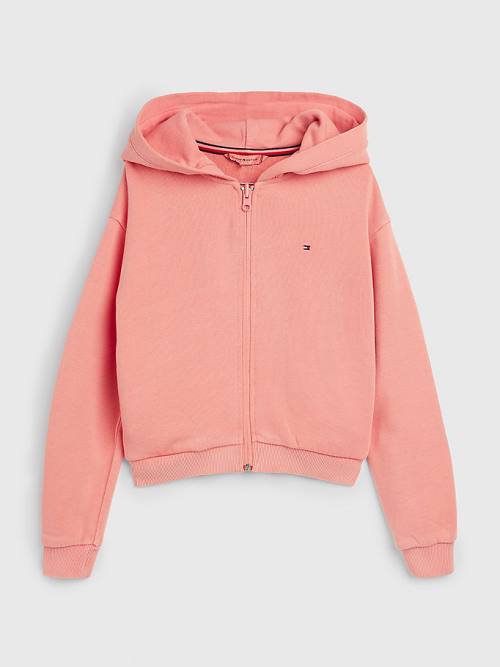 Djevojčice Tommy Hilfiger Organic Cotton Zip-Thru Duks Hoodie Narandžasta | TH851KCZ