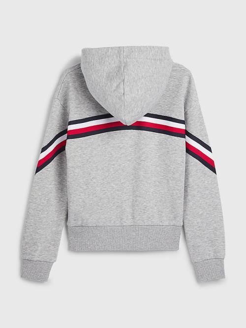 Djevojčice Tommy Hilfiger Signature Trim Slouchy Duks Hoodie Siva | TH459TOI