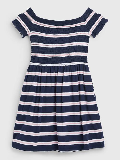 Djevojčice Tommy Hilfiger Smocked Stripe Fit & Flare Haljine Plava | TH041KSF