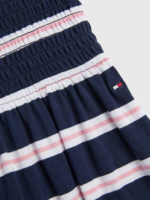 Djevojčice Tommy Hilfiger Smocked Stripe Fit & Flare Haljine Plava | TH041KSF