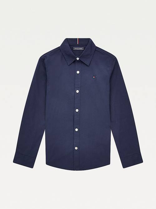 Djevojčice Tommy Hilfiger Stretch Cotton Poplin Shirt Majice Plava | TH784XHW