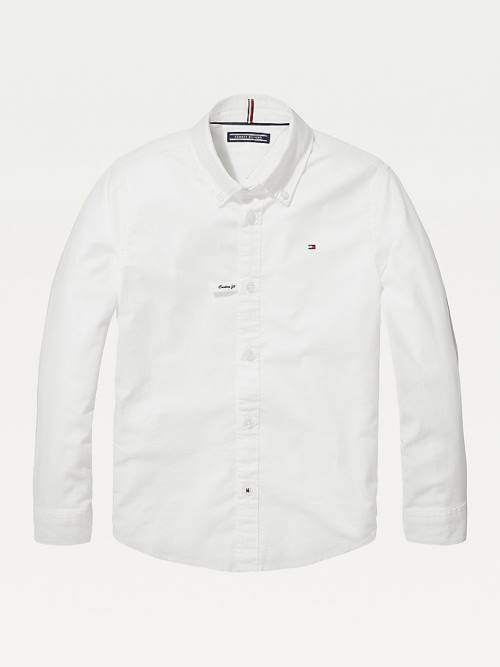 Djevojčice Tommy Hilfiger Stretch Oxford Shirt Majice Bela | TH765ZIU