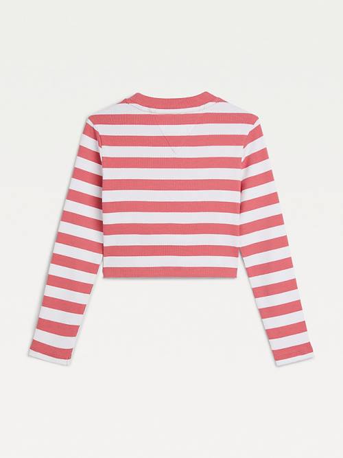 Djevojčice Tommy Hilfiger Stripe Crop Long Sleeve Majice Crveni | TH608OAU