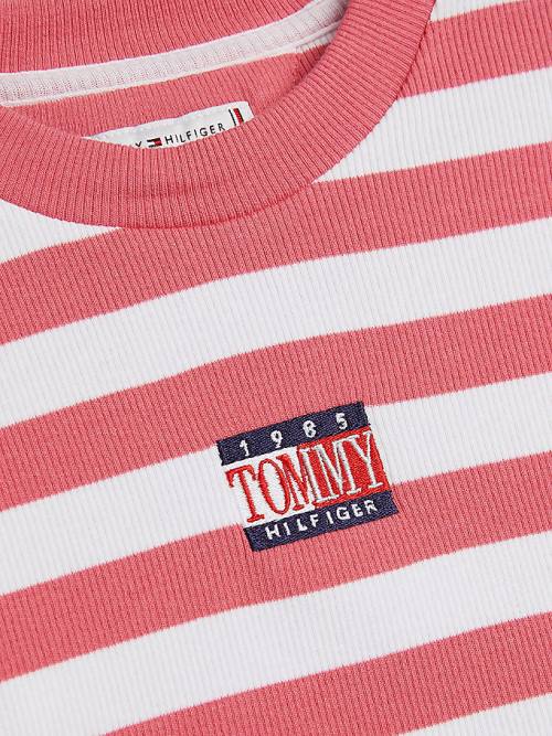 Djevojčice Tommy Hilfiger Stripe Crop Long Sleeve Majice Crveni | TH608OAU