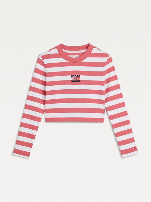 Djevojčice Tommy Hilfiger Stripe Crop Long Sleeve Majice Crveni | TH608OAU