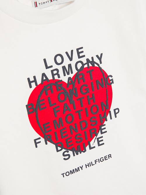 Djevojčice Tommy Hilfiger Valentines Heart Text Print Majice Bela | TH012YAU