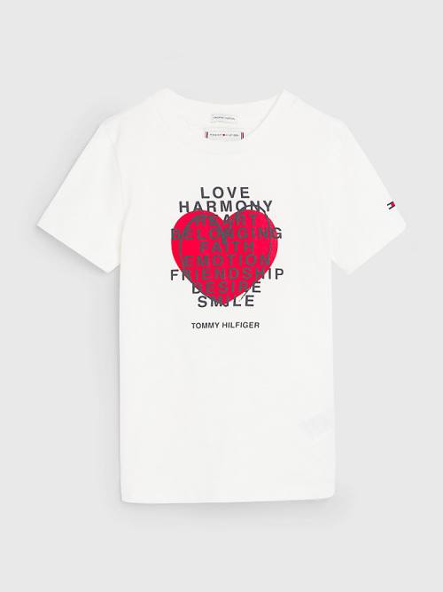 Djevojčice Tommy Hilfiger Valentines Heart Text Print Majice Bela | TH012YAU