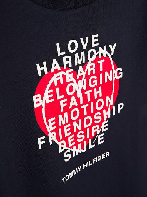 Djevojčice Tommy Hilfiger Valentines Heart Text Print Majice Plava | TH867NIB