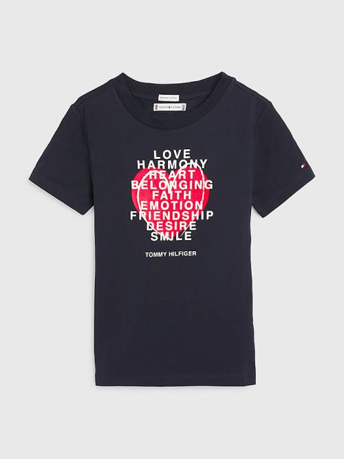 Djevojčice Tommy Hilfiger Valentines Heart Text Print Majice Plava | TH867NIB