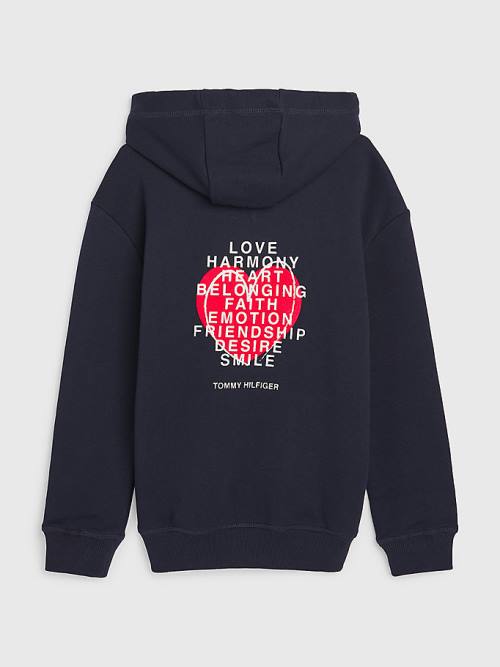 Djevojčice Tommy Hilfiger Valentines Print Duks Hoodie Plava | TH183JGA