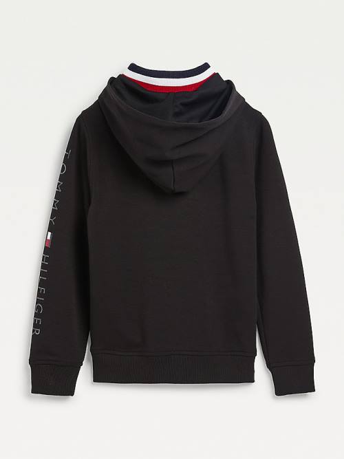 Dječake Tommy Hilfiger Double Collar Duks Hoodie Crna | TH243NQJ