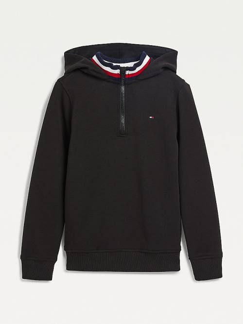 Dječake Tommy Hilfiger Double Collar Duks Hoodie Crna | TH243NQJ