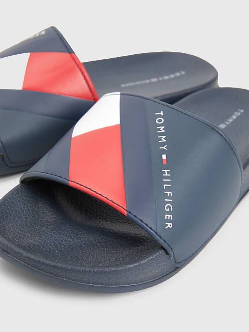 Dječake Tommy Hilfiger Flag Print Pool Slides Sandale Plava | TH301NTU